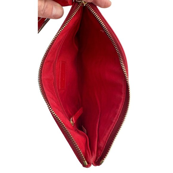 Dooney & Bourke Red Patent Leather Tassel Wristlet Clutch - Picture 12 of 14